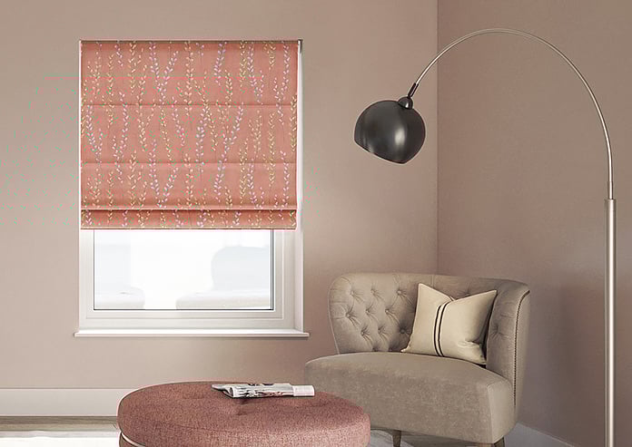 Willow Field, French Coral - Motorised Roman Blind - Image 3